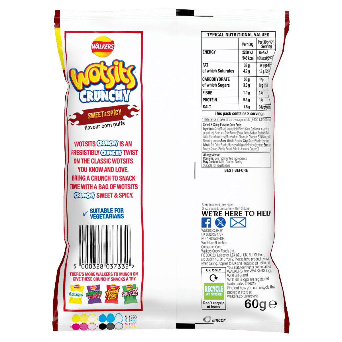 Wotsits Crunchy Sweet Spicy Sharing Bag Crisps 60g PMP 1 35 RRP Wotsits Crunchy Sweet Spicy Sharing Bag Crisps 60g PMP 1 35 RRP