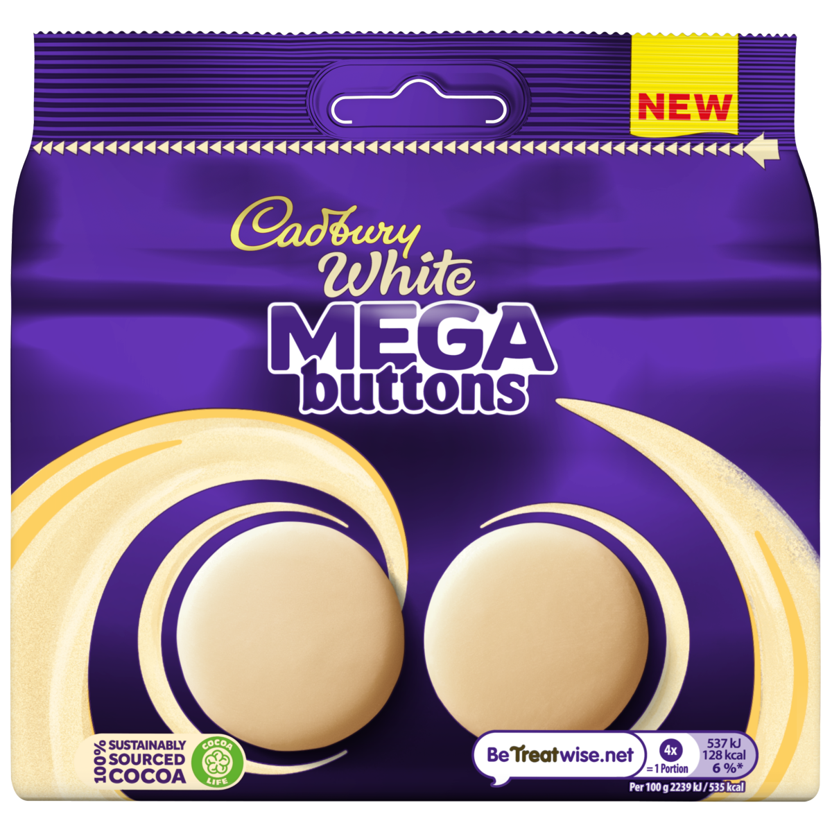 Cadbury White Chocolate Mega Buttons Large Sharing Bag 192g