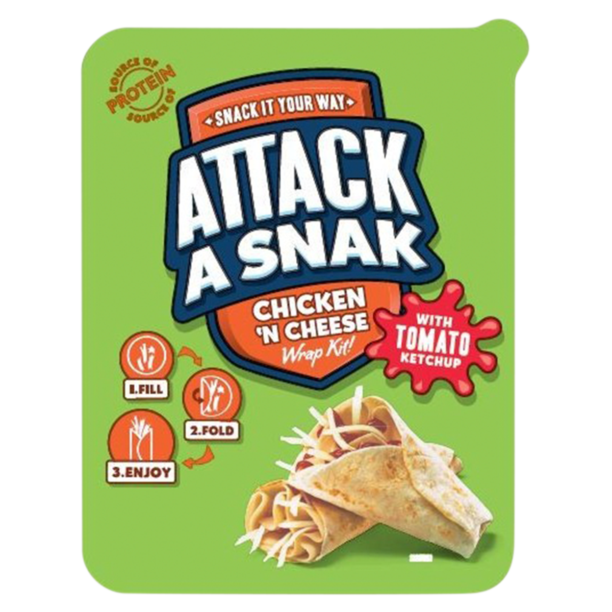 Attack a Snak Chicken ‘n Cheese Wrap Kit with Tomato Ketchup 86g