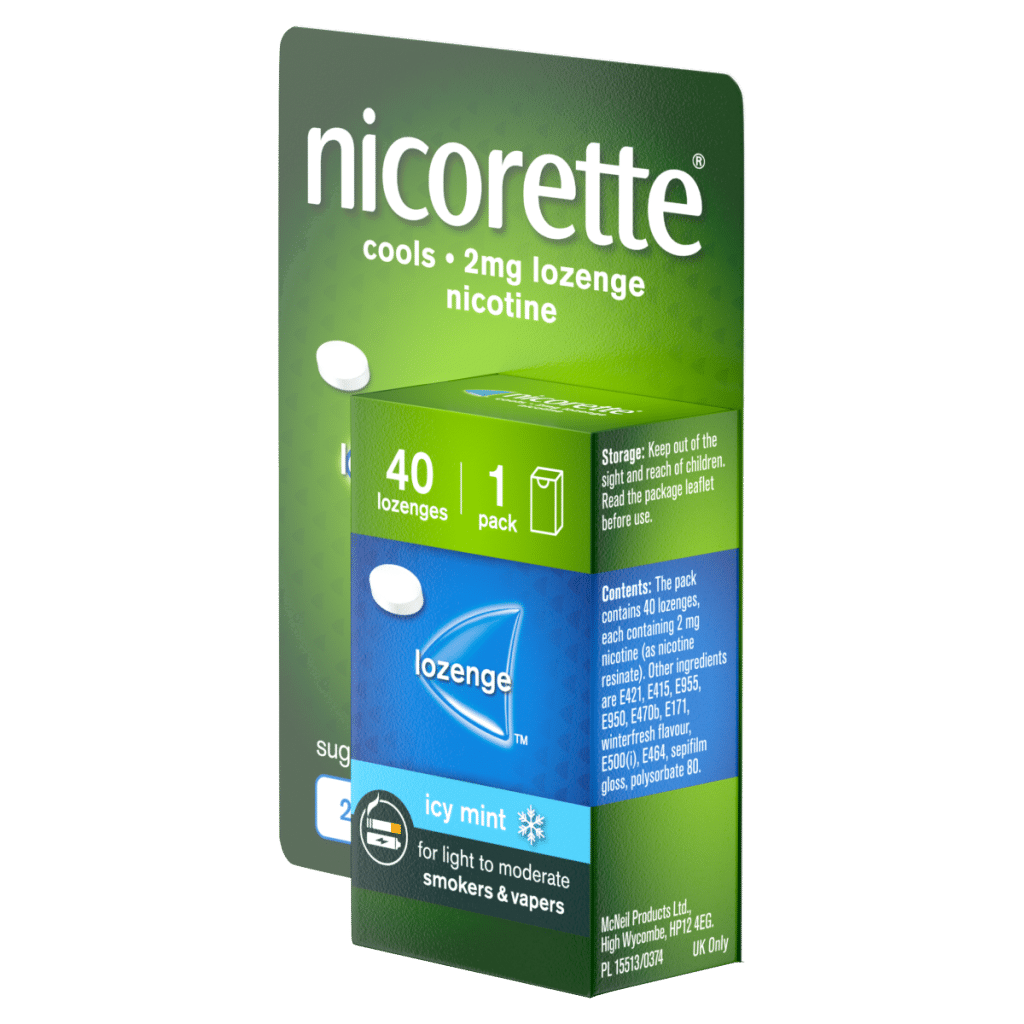 Nicorette 2mg Cools Lozenge 40 pieces,Quit Smoking or Quit Vaping Aid