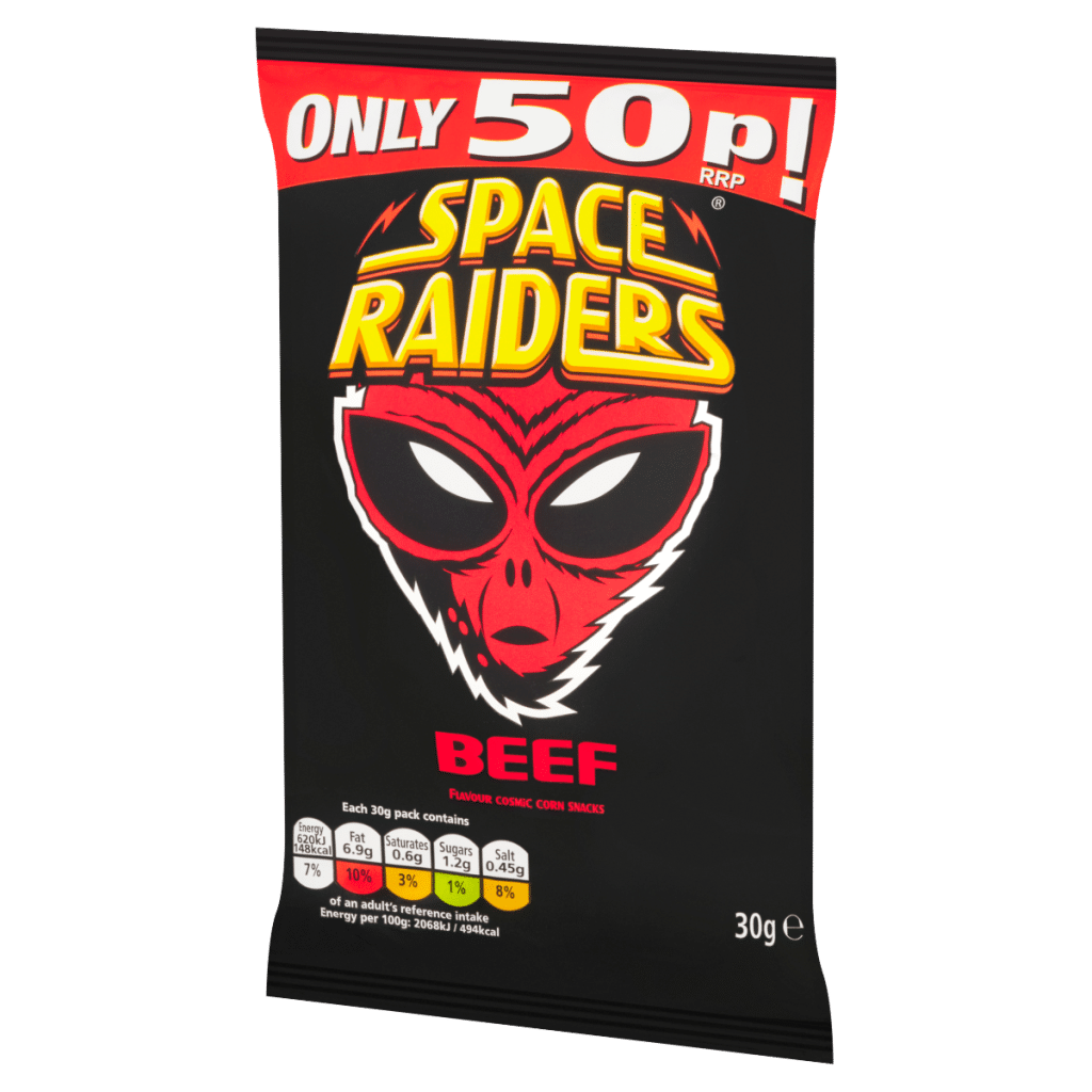 Space Raiders Beef Flavour Cosmic Corn Snacks 30g