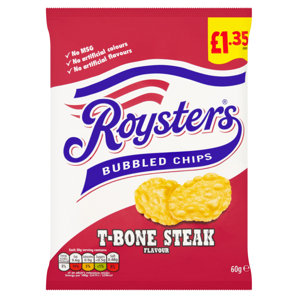 Roysters T-Bone Steak Flavour Bubbled Chips 60g