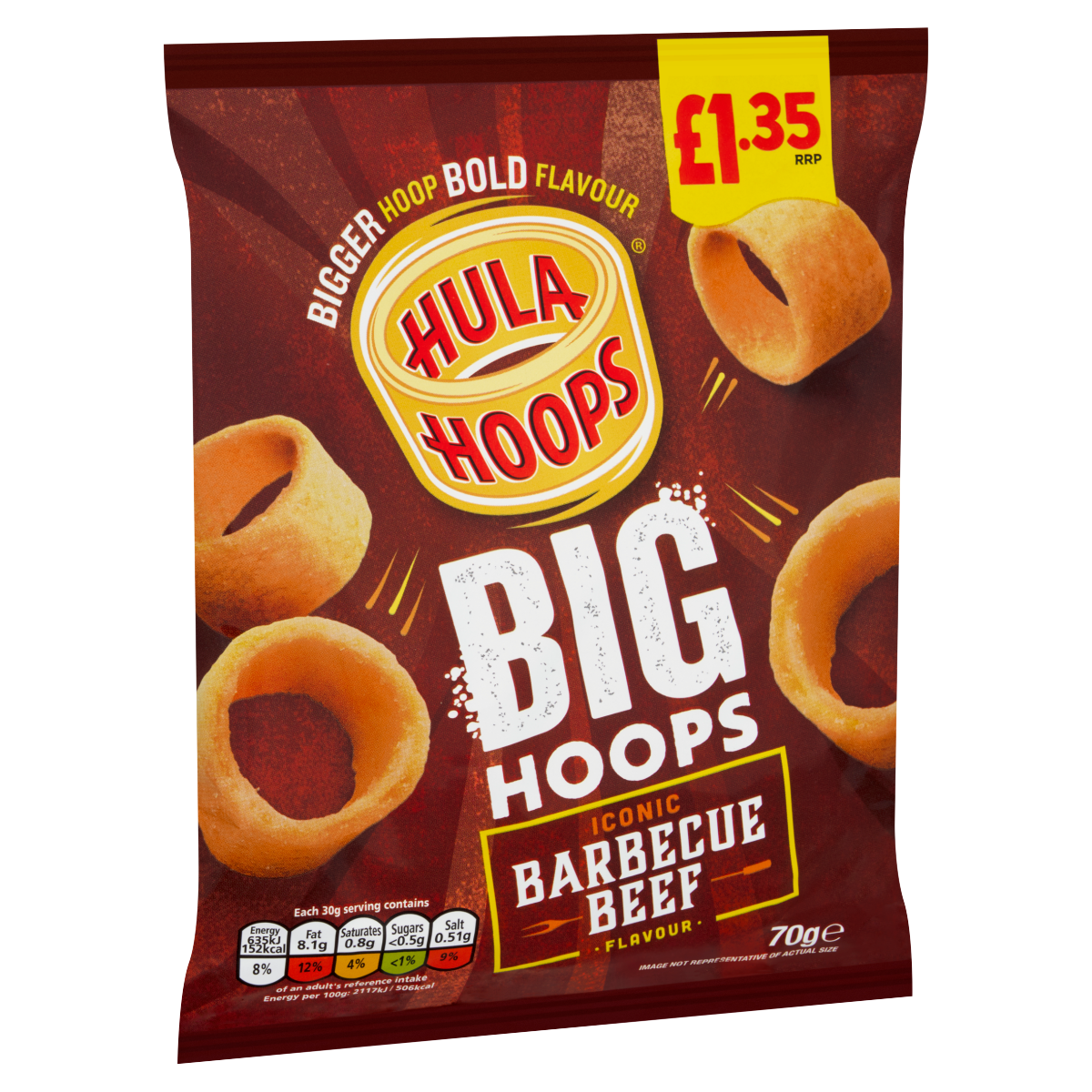 Hula Hoops Iconic Barbecue Beef Flavour Big Hoops 70g
