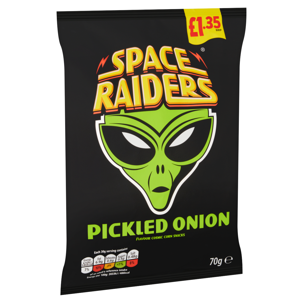 Space Raiders Pickled Onion Flavour Cosmic Corn Snacks 70g