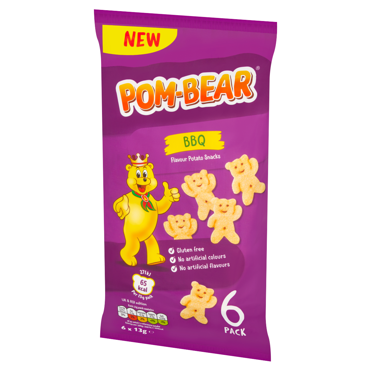 Pom-Bear BBQ Flavour Potato Snacks 6 x 13g