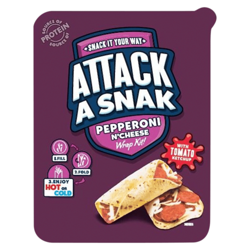 Attack a Snak Pepperoni n’Cheese Wrap Kit with Tomato Ketchup 83g