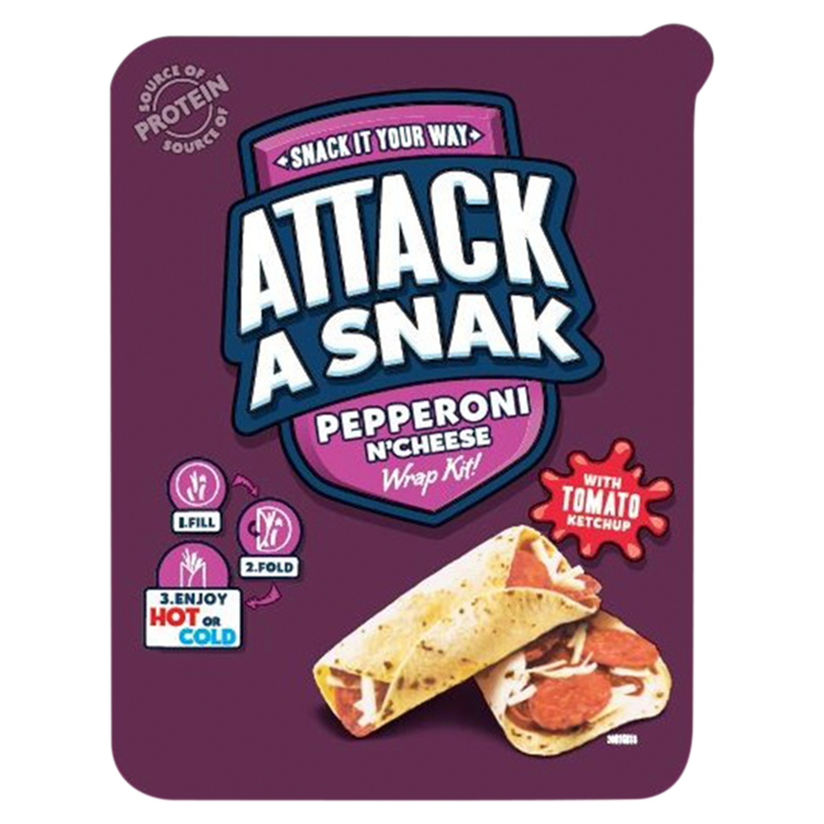 Attack a Snak Pepperoni n’Cheese Wrap Kit with Tomato Ketchup 83g