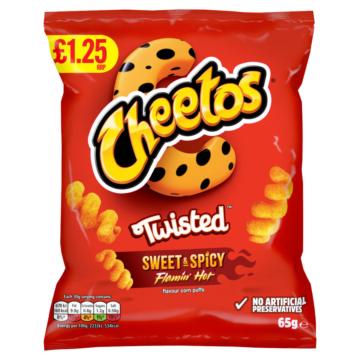 Cheetos Twisted Sweet & Spicy Snacks Crisps £1.25 RRP PMP 65g
