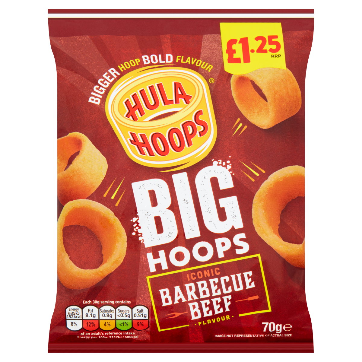 Hula Hoops Big Hoops Iconic Barbecue Beef Flavour 70g