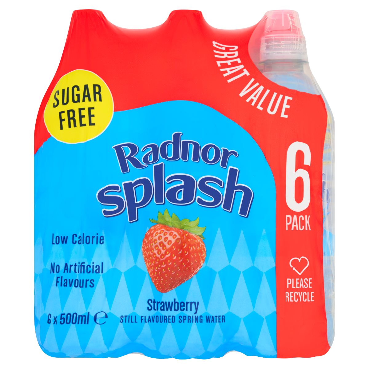 Radnor Splash Strawberry Still Flavoured Spring Water 6 x 500ml