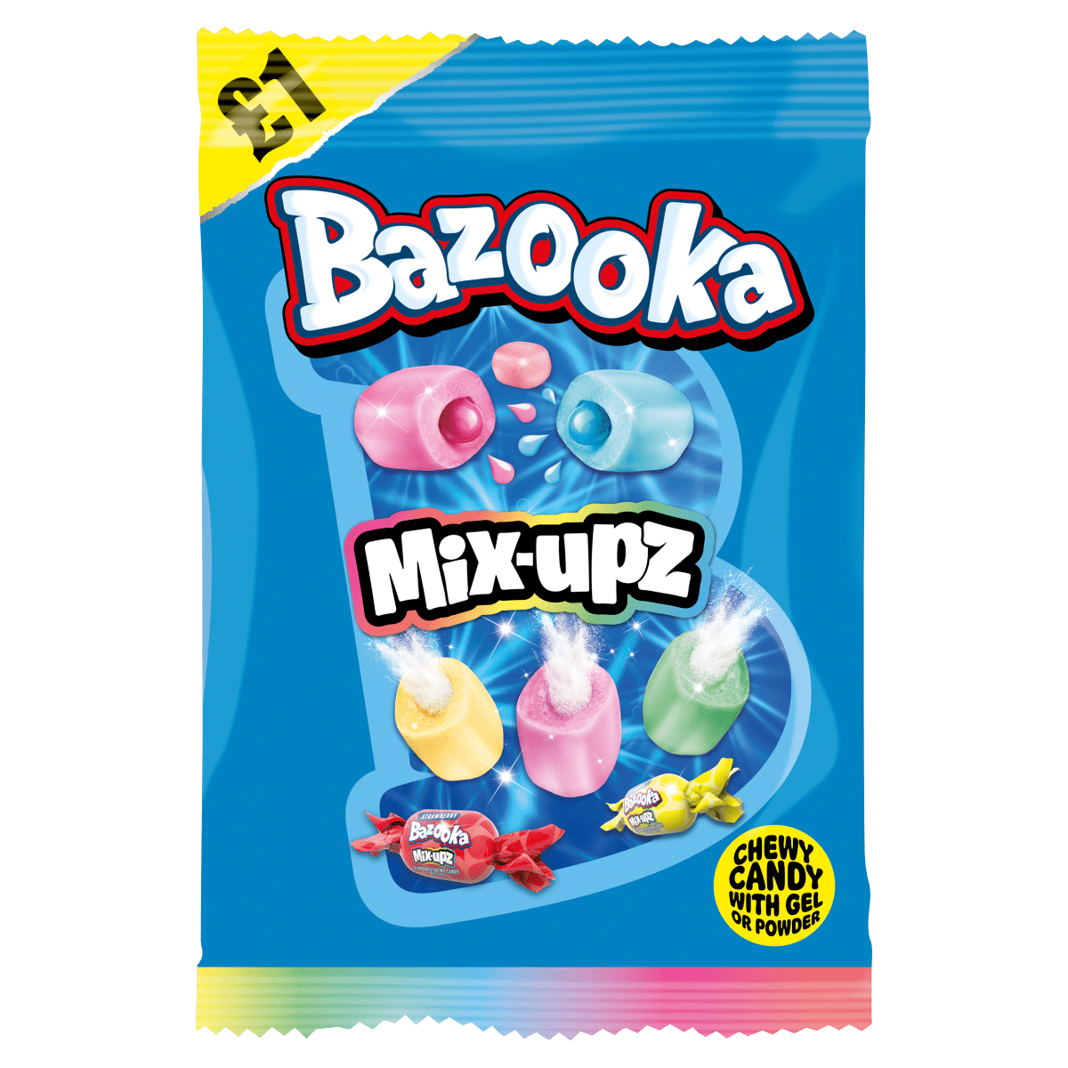 Bazooka Mix-Upz Chewy Candy with Gel or Powder 120g