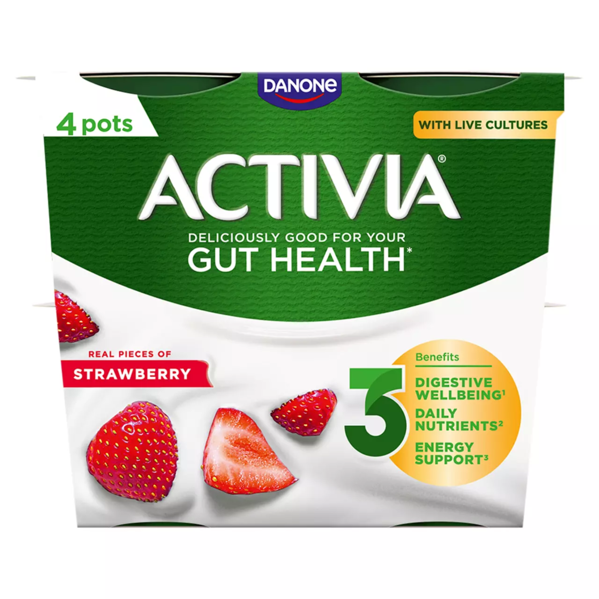 Activia Strawberry Gut Health Fruit Yoghurt Multipack 4x115g