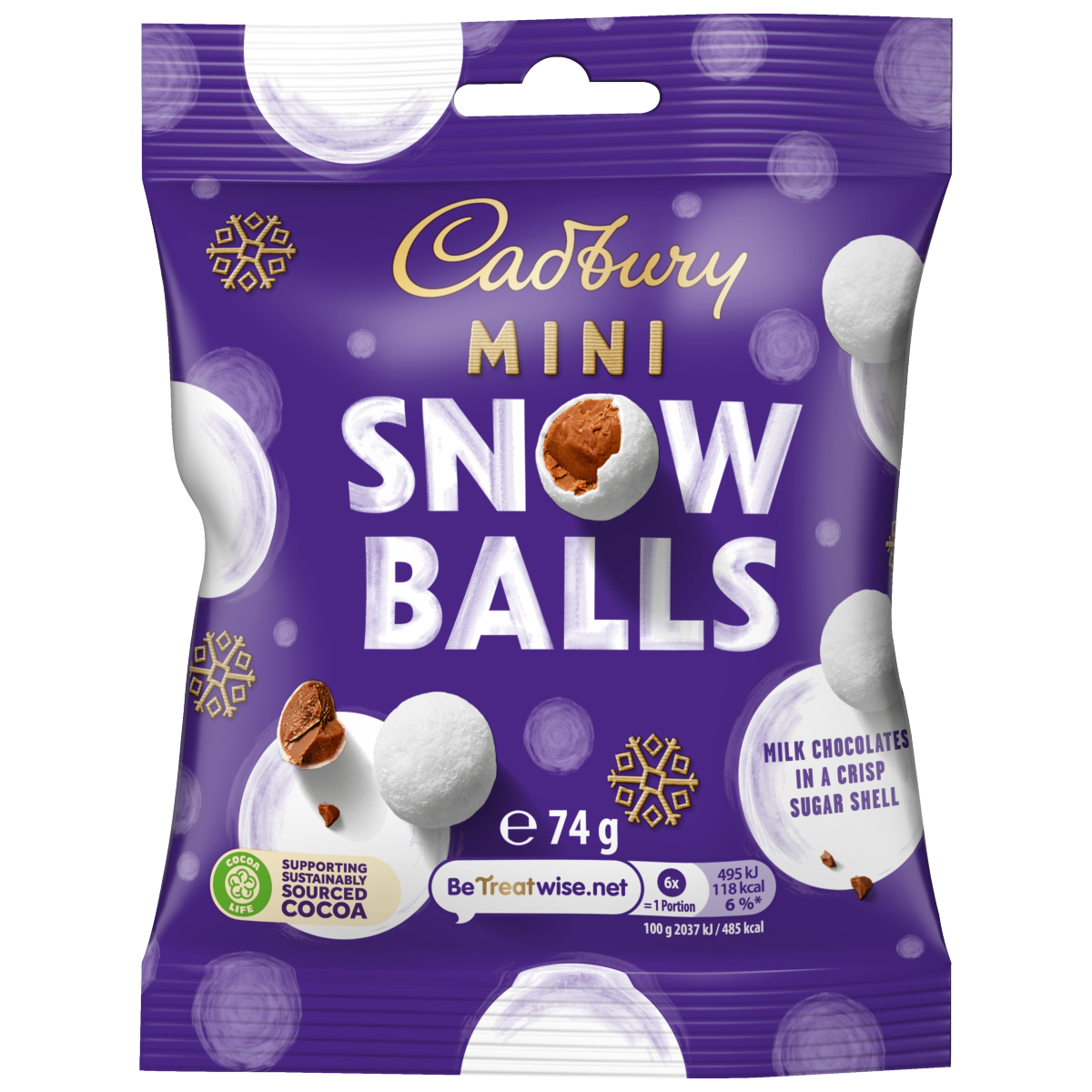 Cadbury Dairy Milk Chocolate Mini Snow Balls 74g