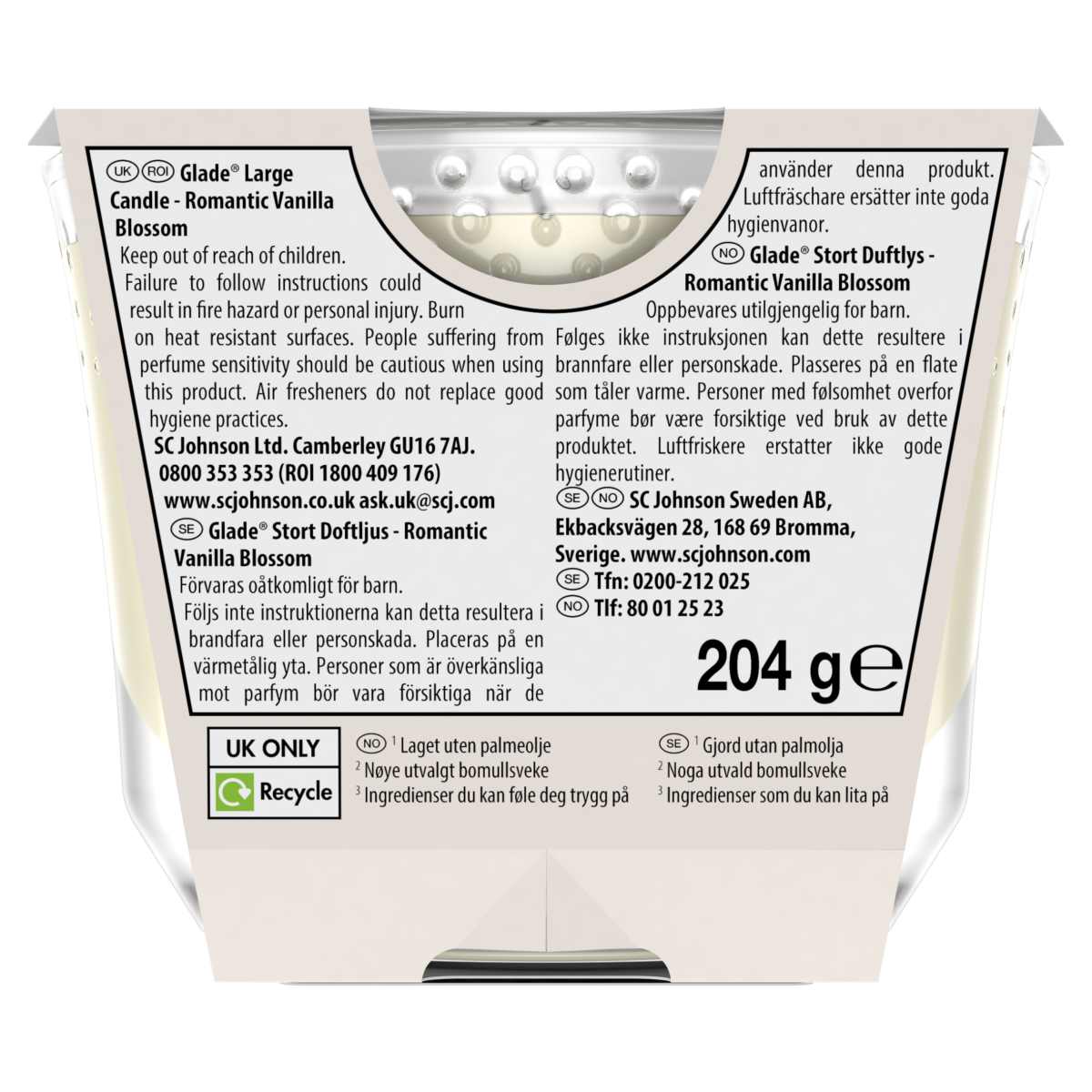 Glade Large Scented Candle Vanilla Blossom 204g