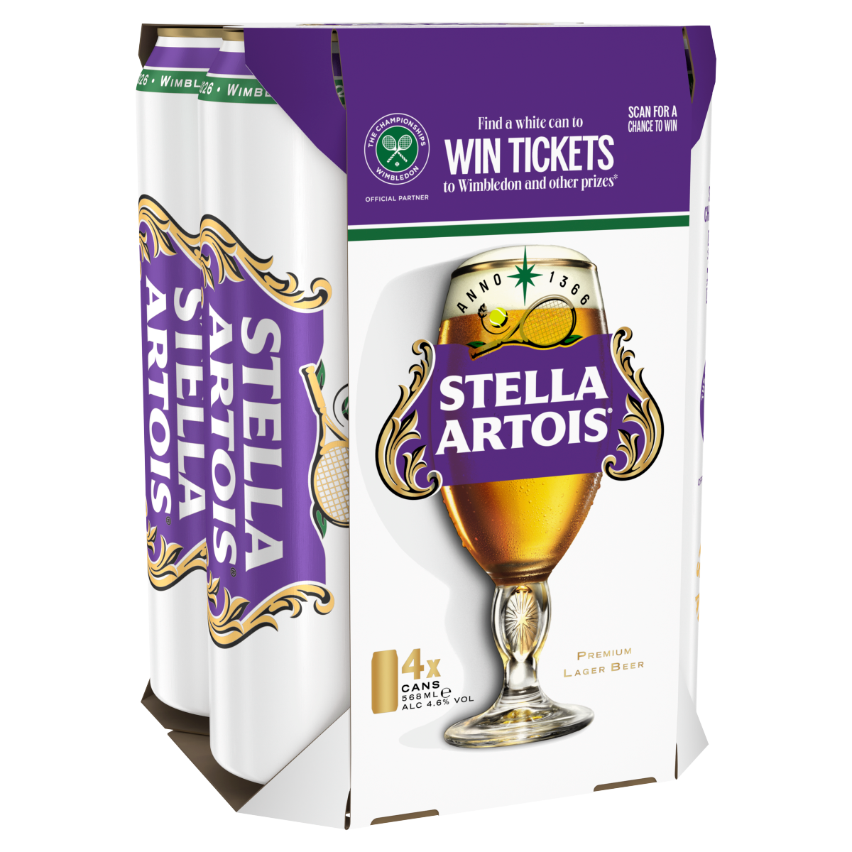 Stella Artois Premium Lager Beer 4 x 568ml