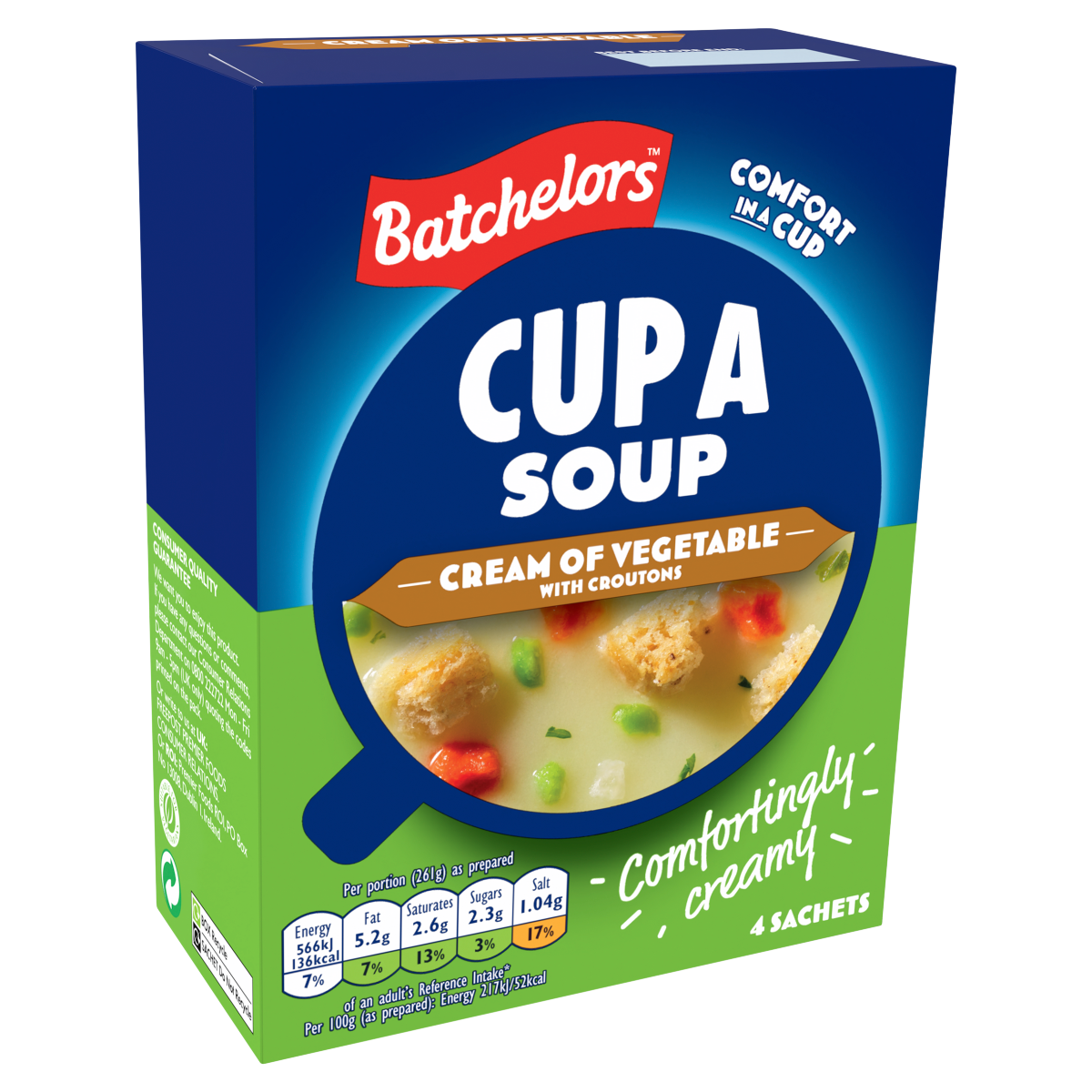 Batchelors Cup a Soup 4 Cream of Vegetable with Croutons Sachets 122g