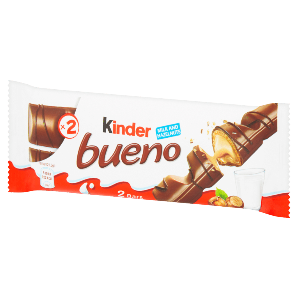 Kinder Bueno Milk Chocolate and Hazelnuts Single Bar 2 Finger x 21.5g (43g)