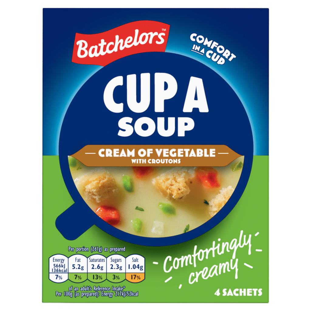 Batchelors Cup a Soup 4 Cream of Vegetable with Croutons Sachets 122g