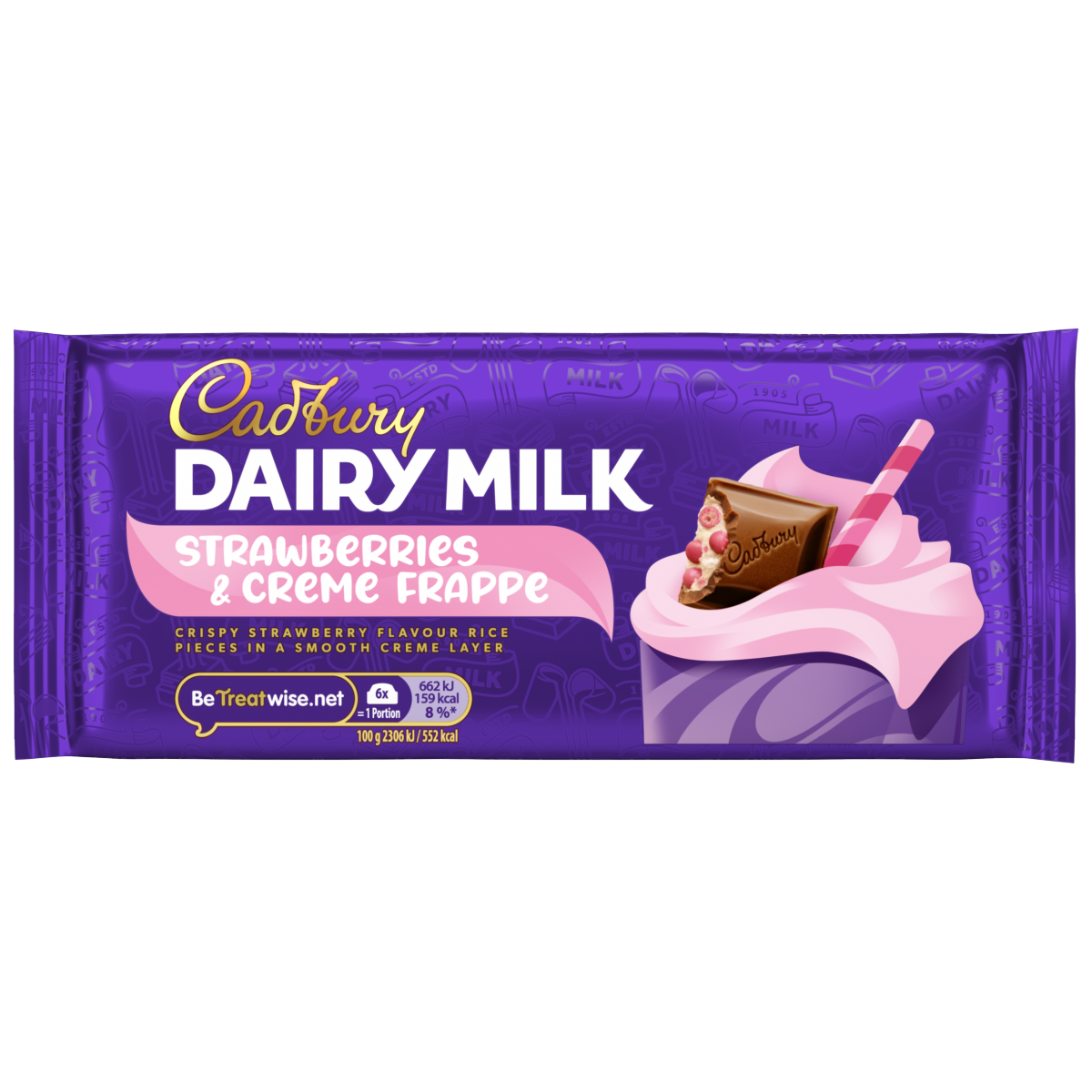 Cadbury Dairy Milk Strawberries & Creme Frappe Chocolate Bar 115 g