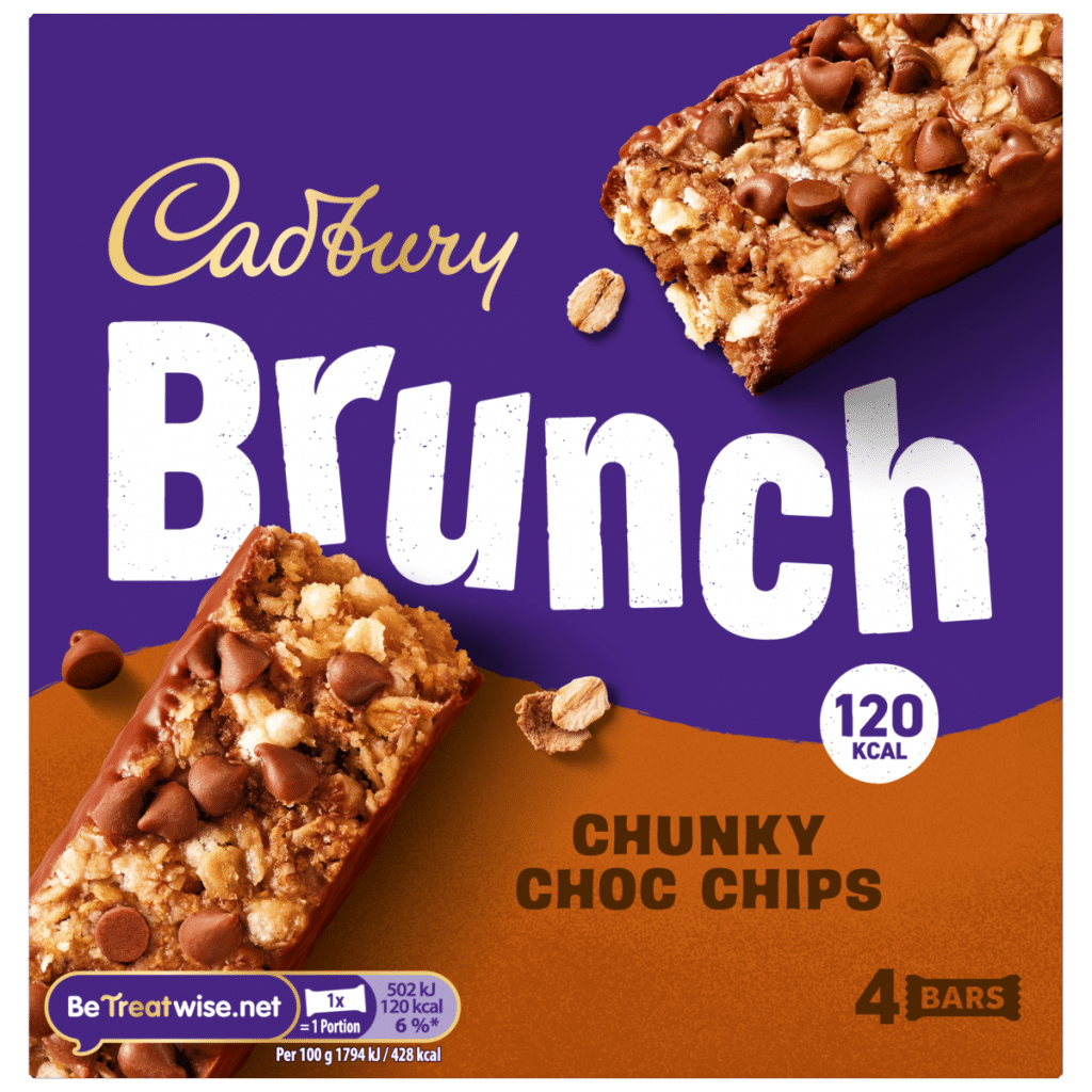 Cadbury Brunch Oats Chocolate Chip Cereal Bars, 4 Pack Multipack 112g (4 x 28g)
