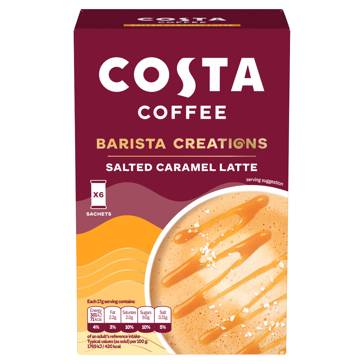 Costa Coffee Barista Creations Salted Caramel Latte 6 x 17g (102g)