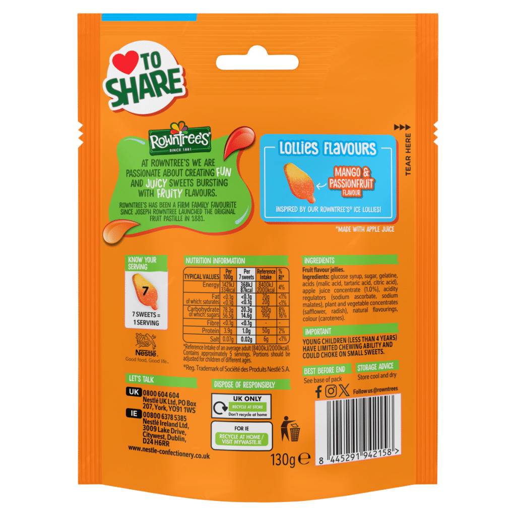 Rowntree’s Mango Flavour Lollies 130g