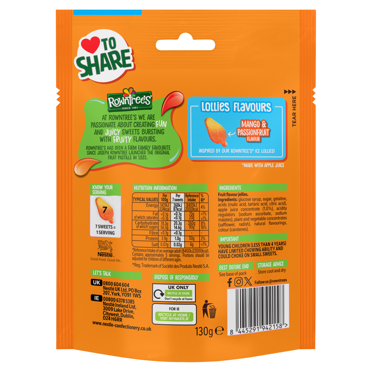 Rowntree’s Mango Flavour Lollies 130g
