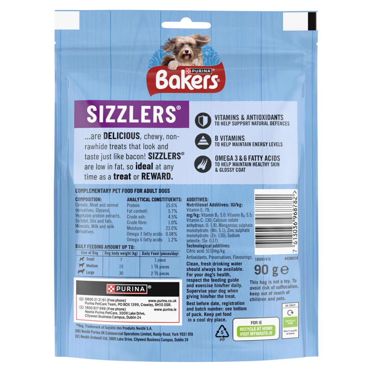 BAKERS Sizzlers Bacon Dog Treats 90g