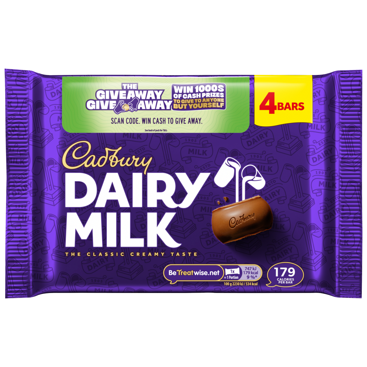 Cadbury Dairy Milk Chocolate Bar 4 Pack Multipack 134 g