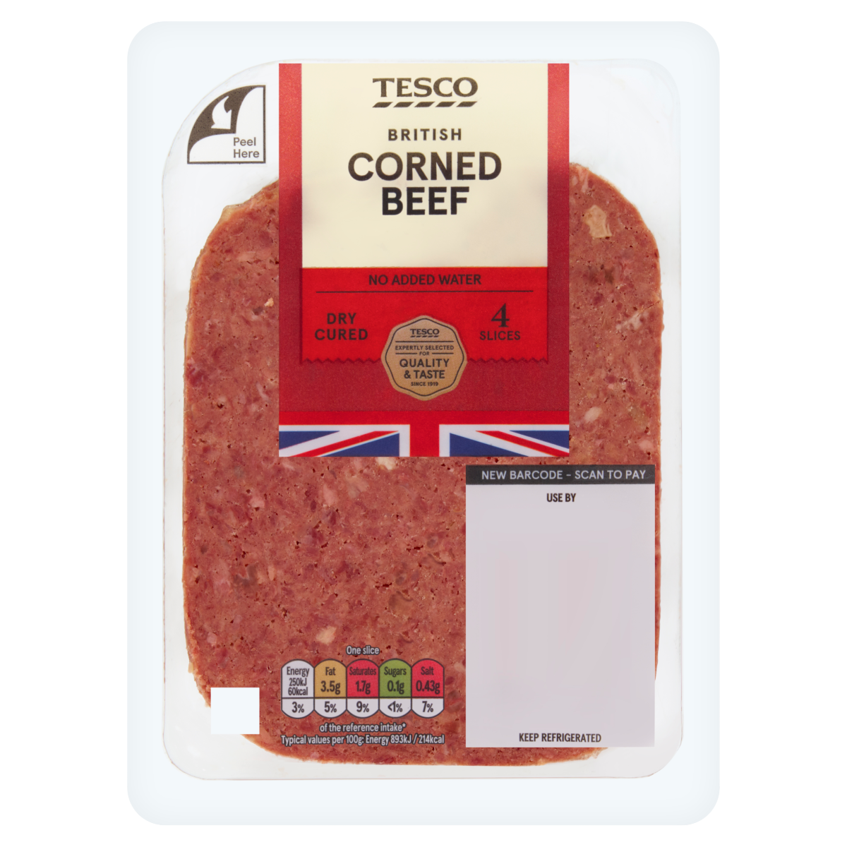 Tesco 4 British Corned Beef Slices 110g