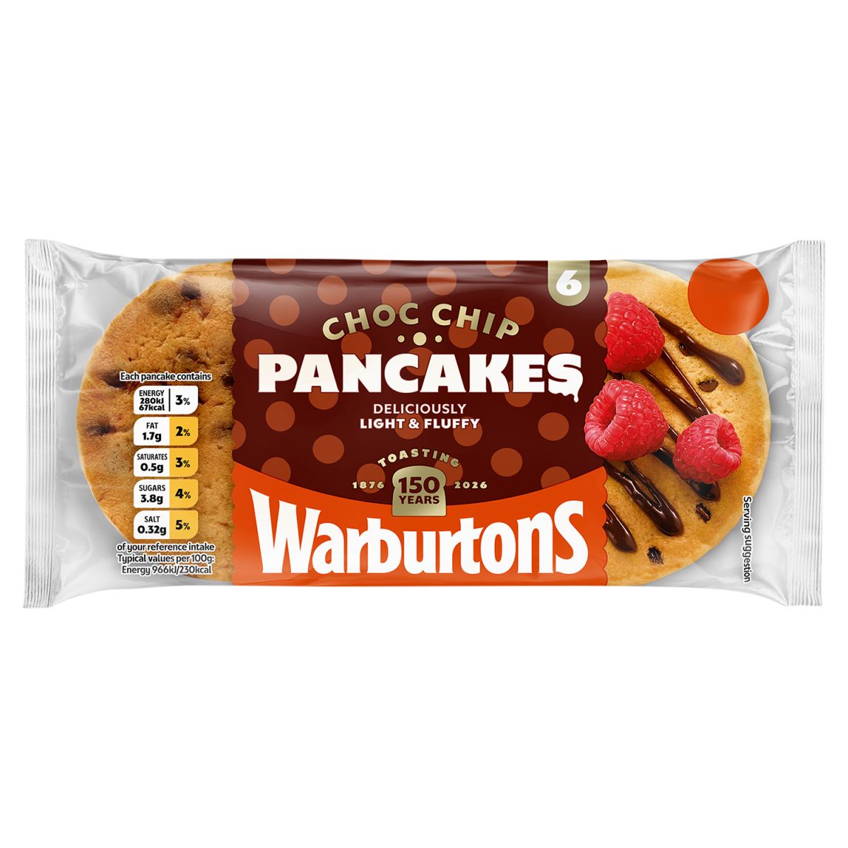 Warburtons 6 Choc Chip Pancakes