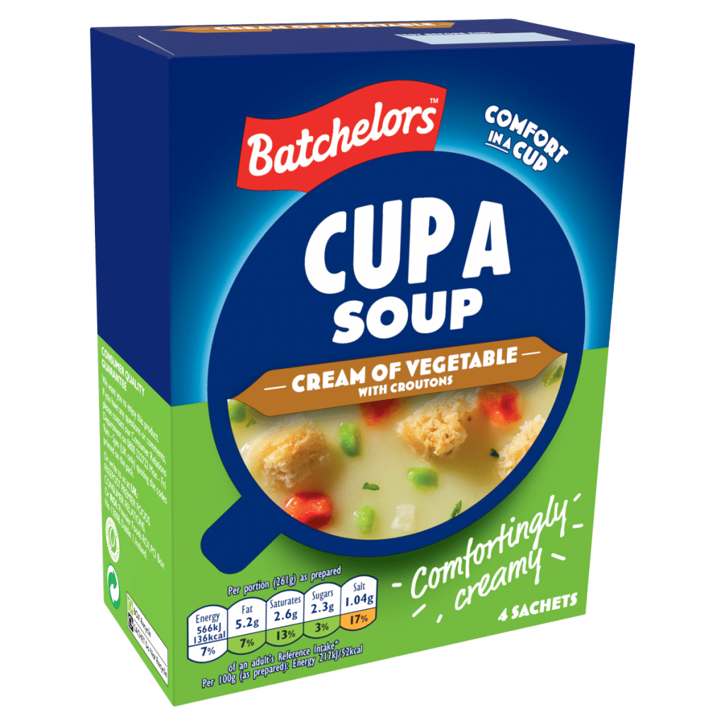 Batchelors Cup a Soup 4 Cream of Vegetable with Croutons Sachets 122g