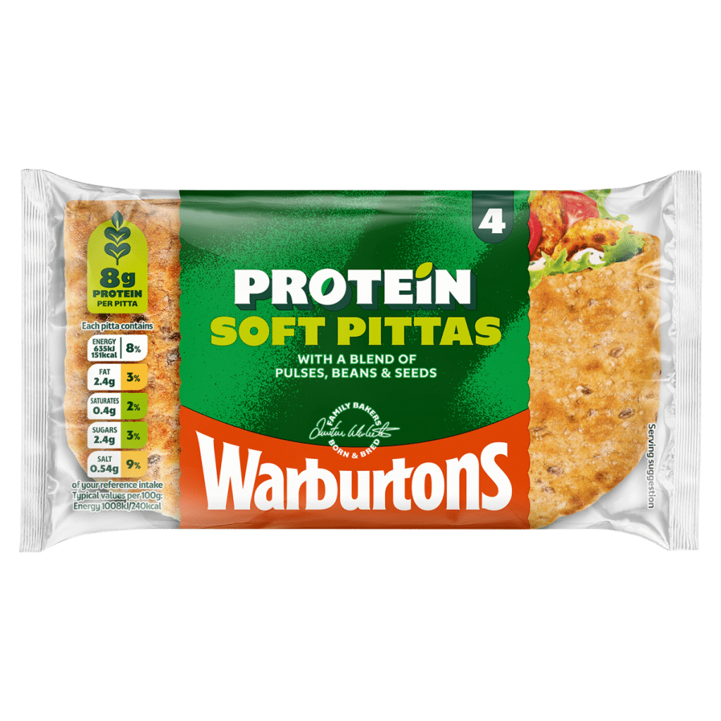 Warburtons 4 Protein Soft Pittas