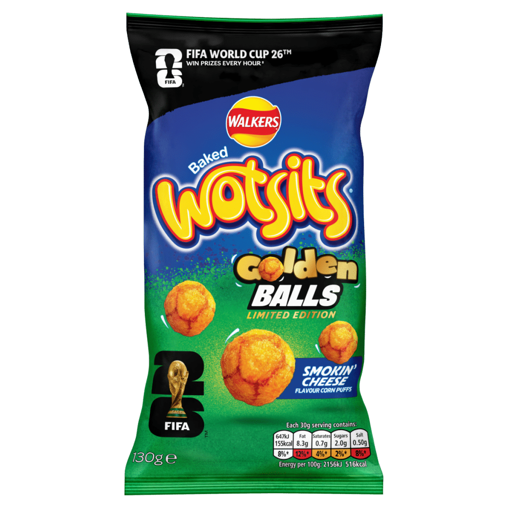Walkers Wotsits Golden Balls Smokin’ Cheese Puffs Sharing Snacks 130g