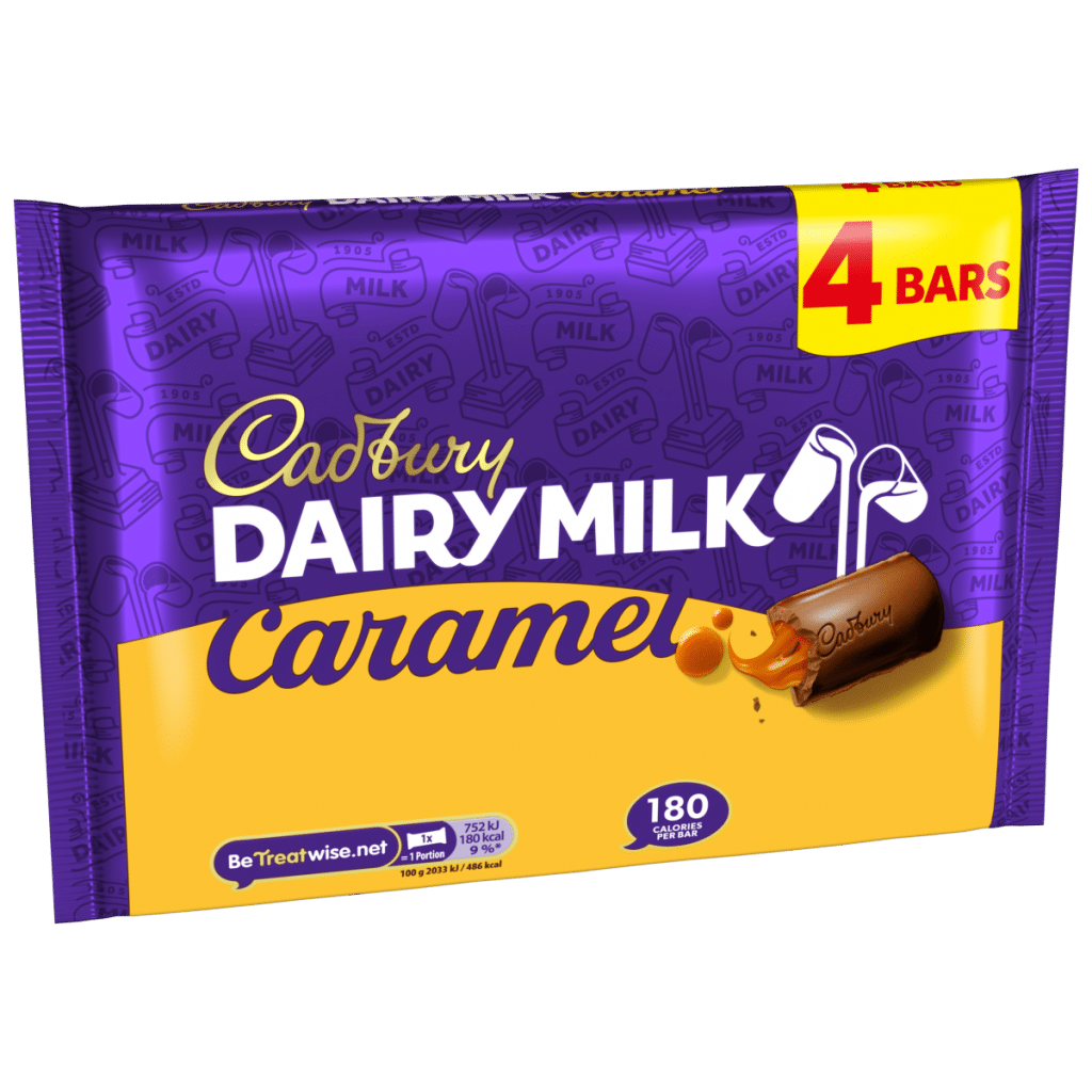 Cadbury Dairy Milk Caramel Chocolate Bar 4 Pack Multipack 148 g