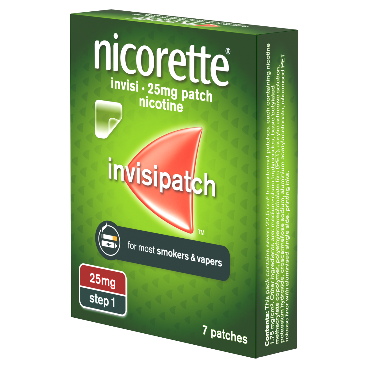 Nicorette Invisipatch Step 1,7 patches, 25mg, Quit Smoking Aid