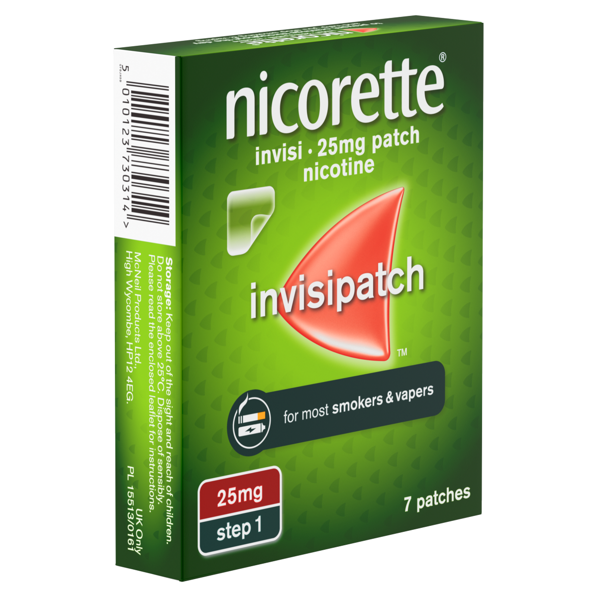 Nicorette Invisipatch Step 1,7 patches, 25mg, Quit Smoking Aid