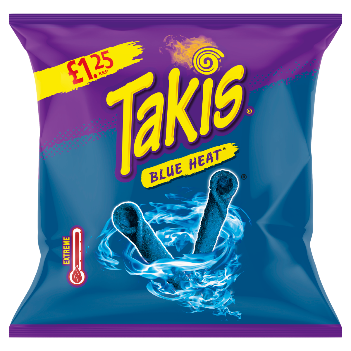 Takis Blue Heat Seasoned Chilli and Lime Flavour Fried Maize Snack 55g