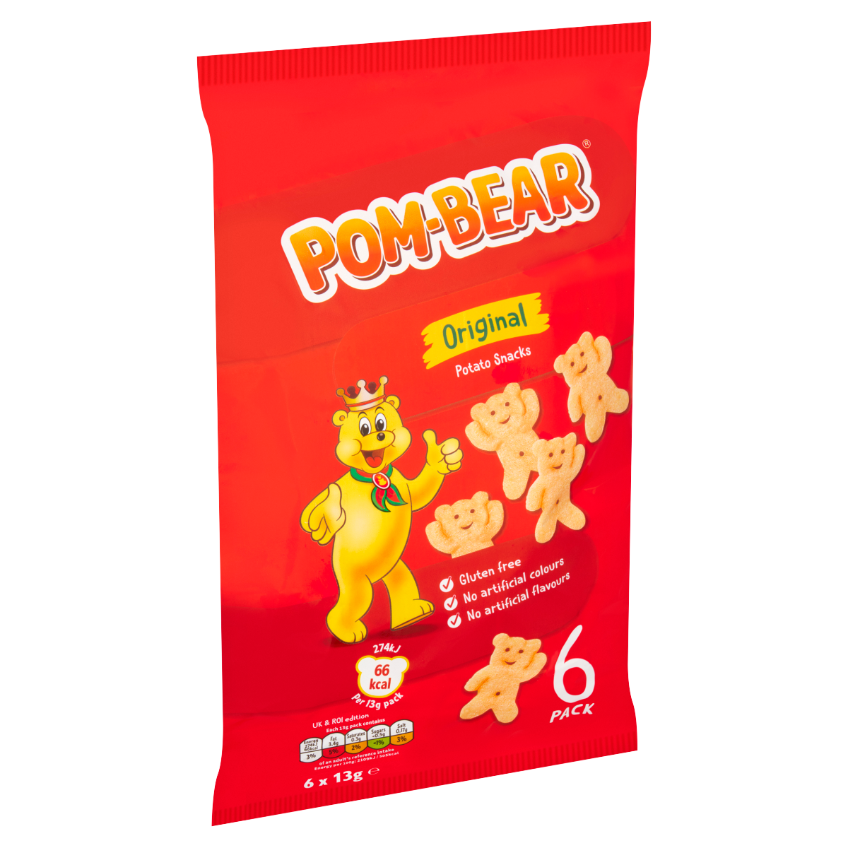 Pom-Bear Original Potato Snacks 6 x 13g