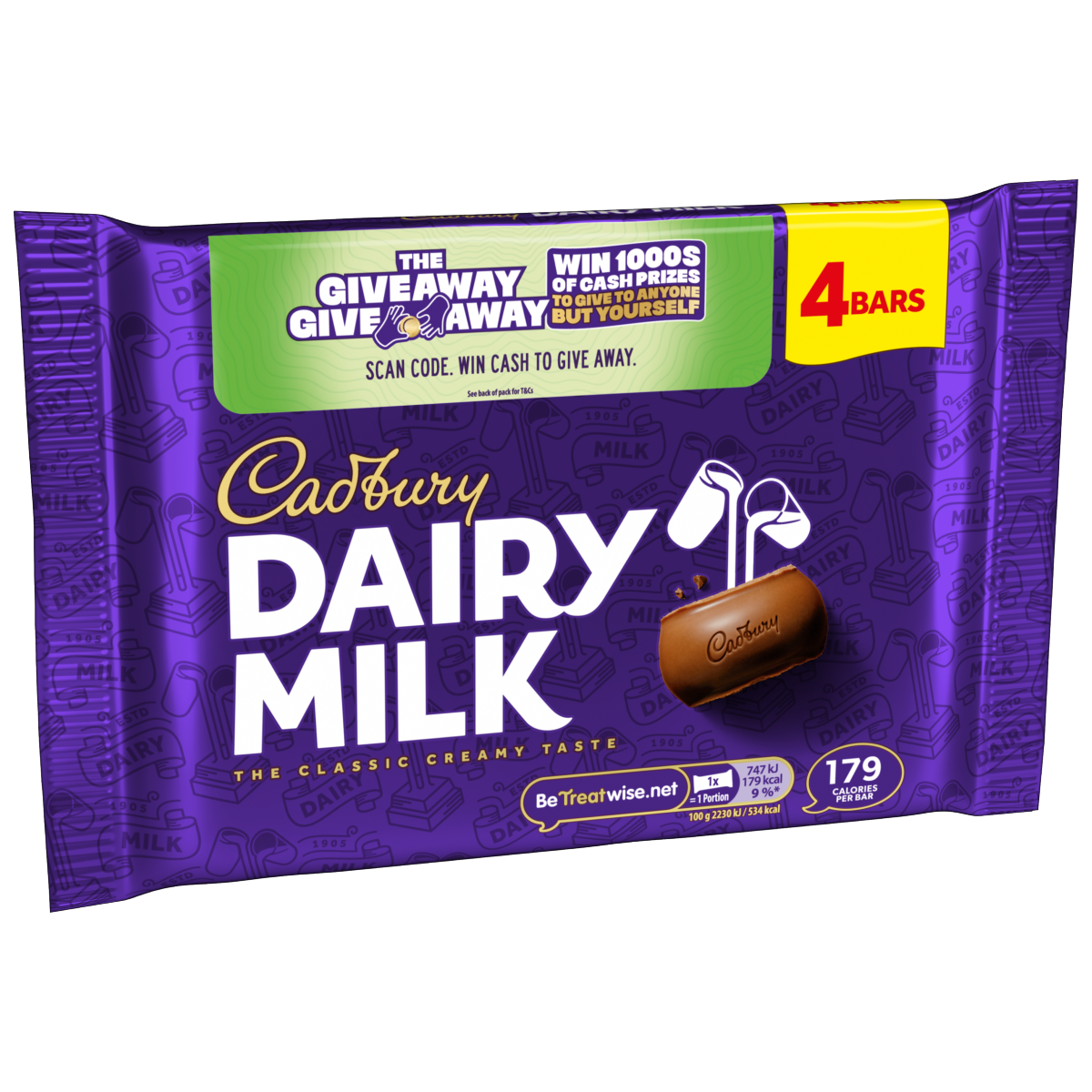 Cadbury Dairy Milk Chocolate Bar 4 Pack Multipack 134 g