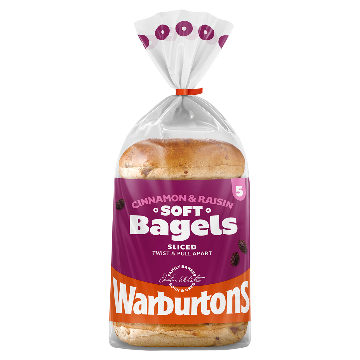 Warburtons 5 Cinnamon & Raisin Soft Bagels