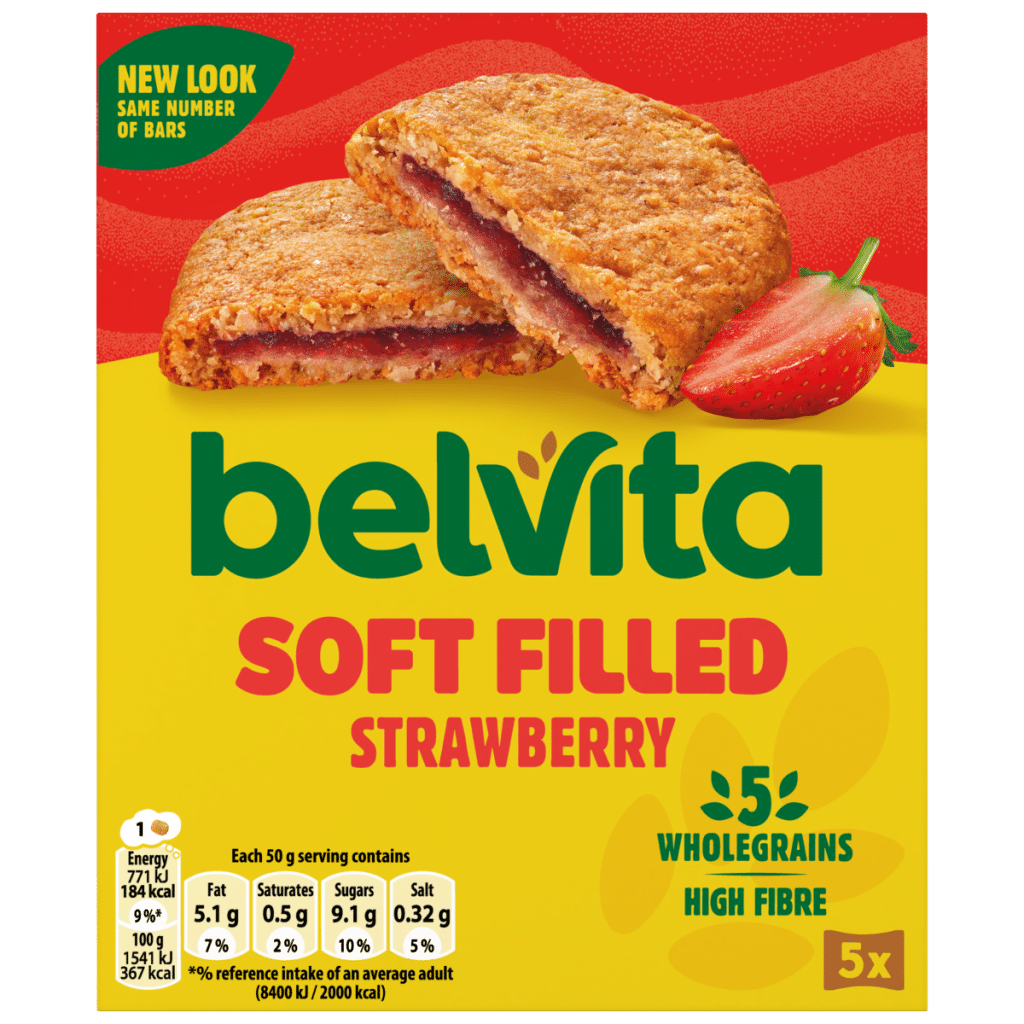 Belvita Soft Bakes Strawberry Filled Cereal Snack Bars Multipack 250g (5 x 50g)