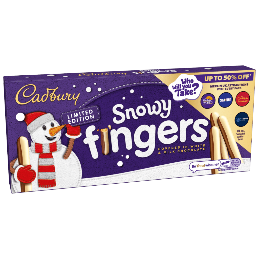 Cadbury Fingers Snowy Milk & White Chocolate Chocolate coated biscuits tray 115 g