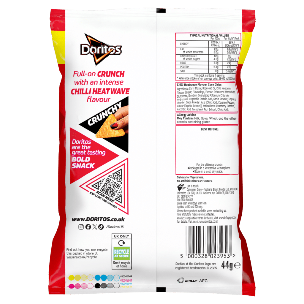 Doritos Chilli Heatwave Crisps Grab Bag Tortilla Chips 44g