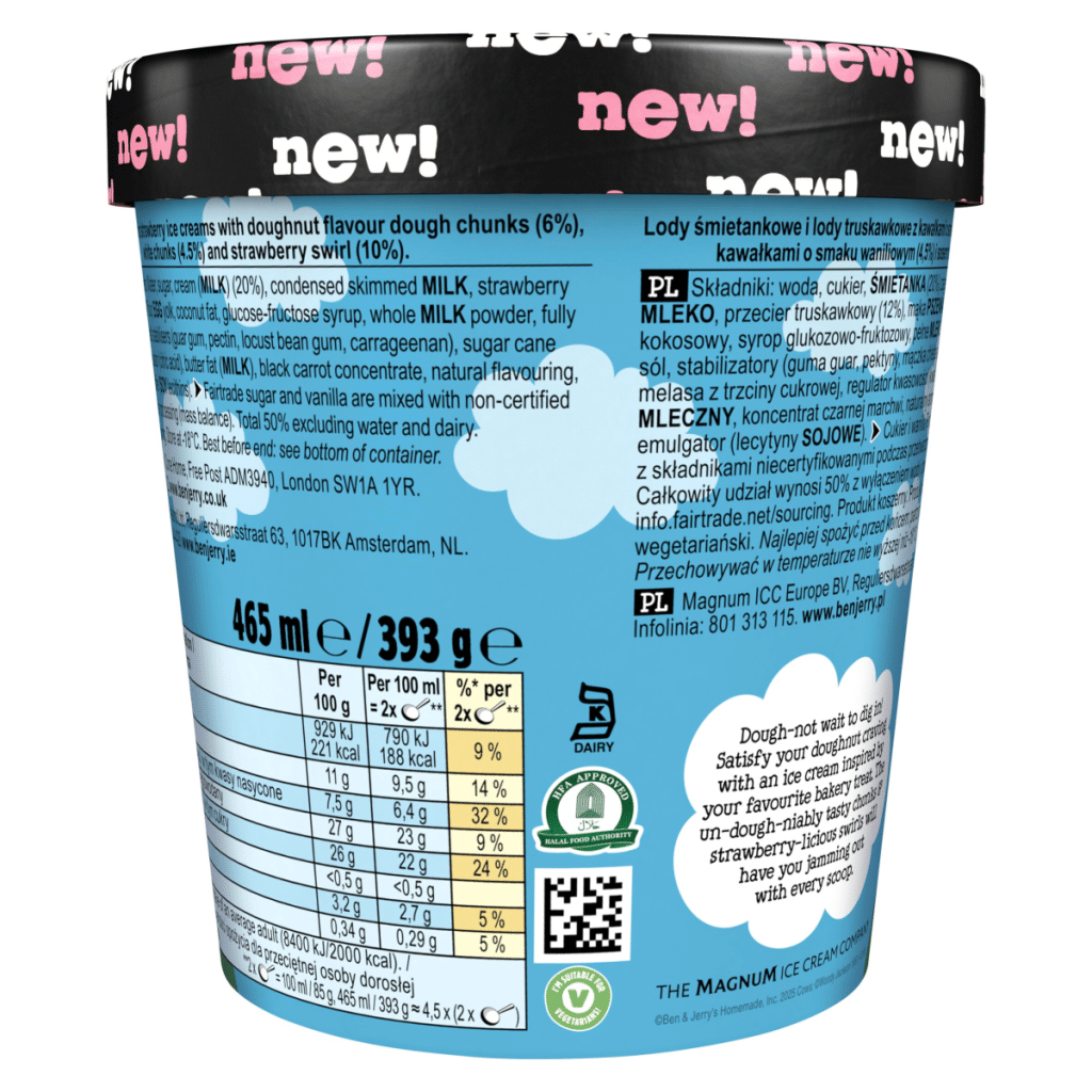 Ben & Jerry’s Strawberry Doughnut-eee Ice Cream Tub 465 ML