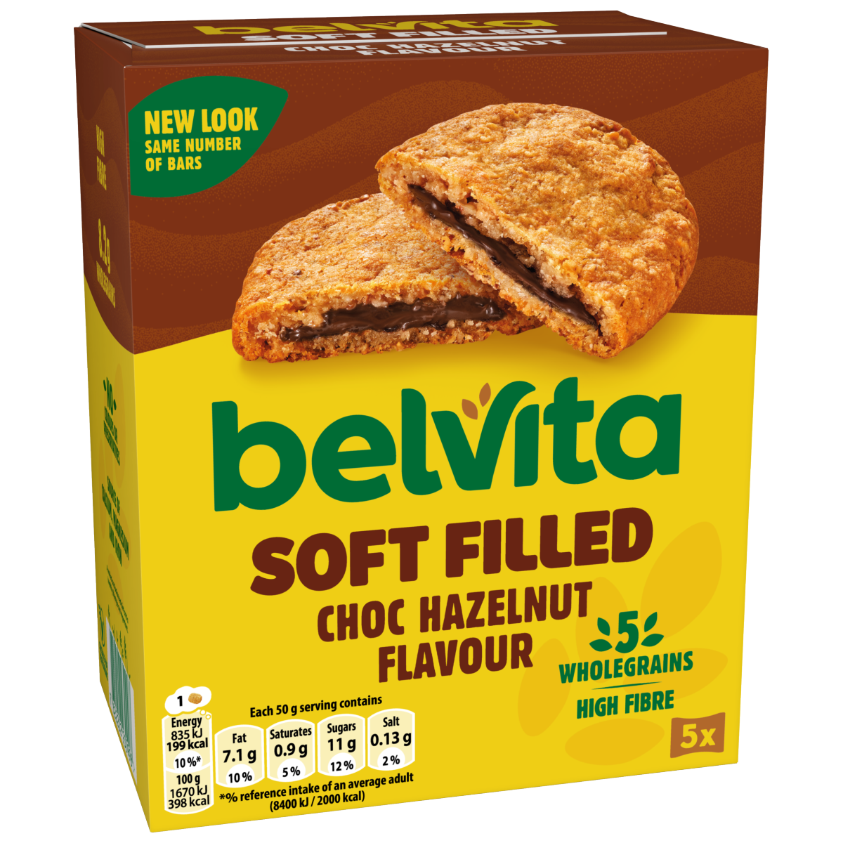 Belvita Soft Bakes Chocolate Hazelnut Flavour Cereal Snack Bars Multipack 250g (5 x 50g)