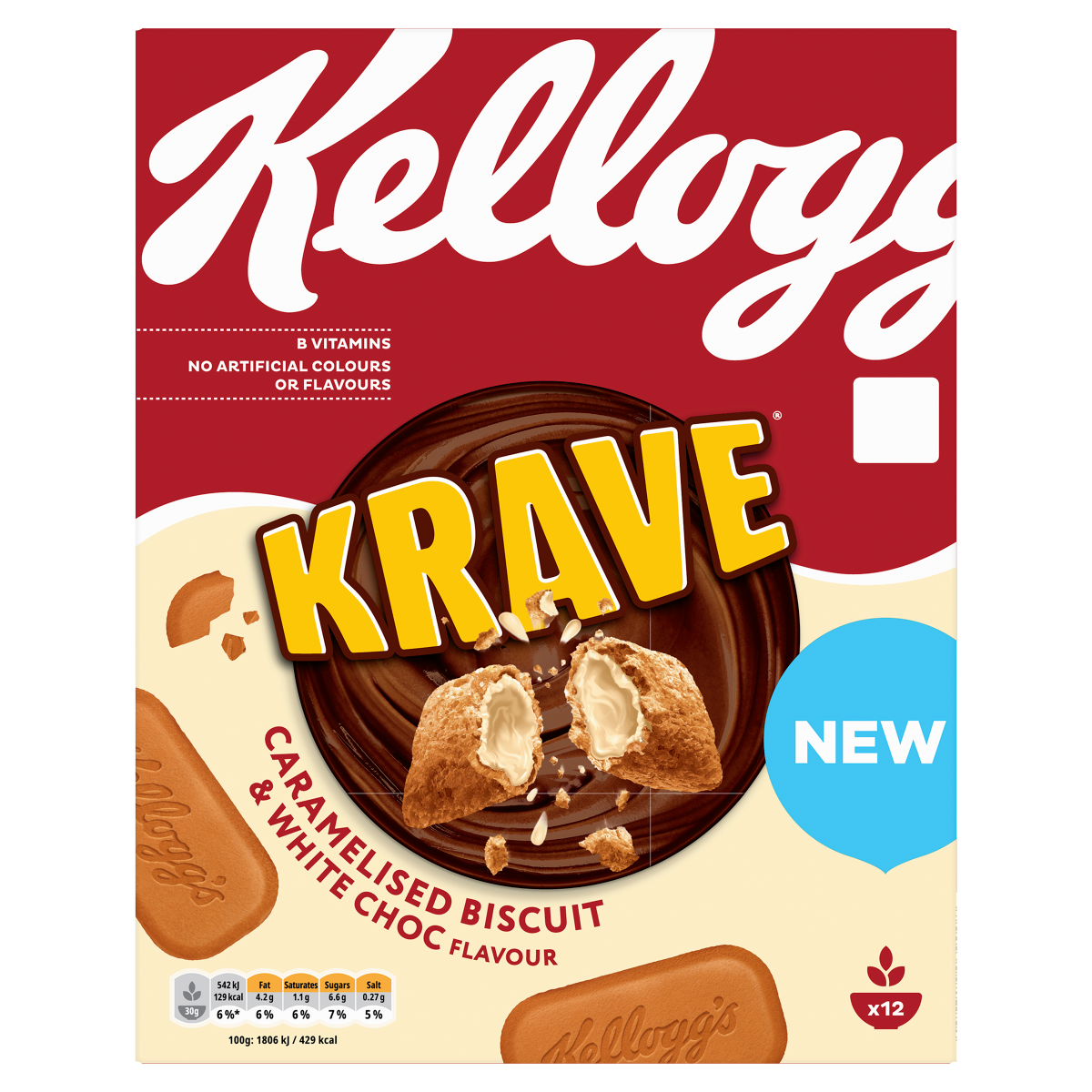 Kellogg’s Krave Caramelised Biscuit & White Choc Flavour 375g