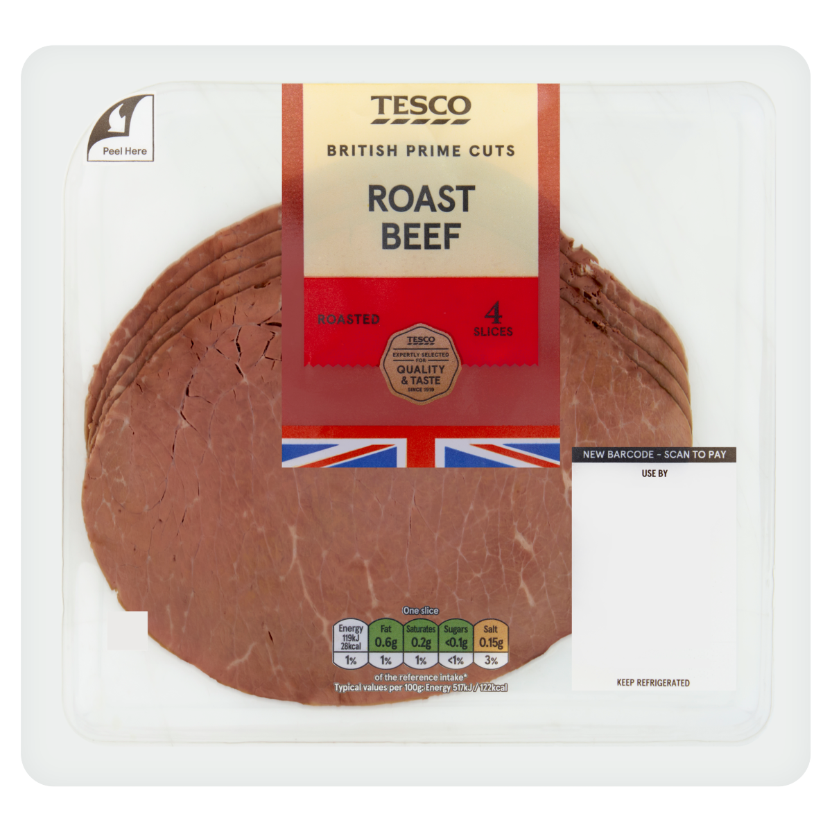 Tesco 4 British Prime Cuts Roast Beef Slices 90g