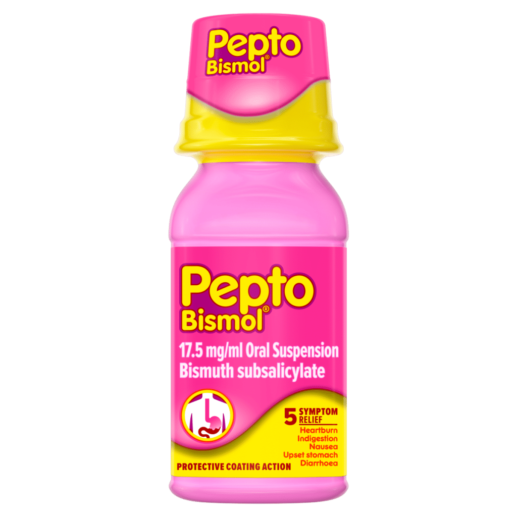 Pepto-Bismol For Nausea, Heartburn, Indigestion, Upset Stomach and Diarrhoea, 5 Symptom Relief 120ml