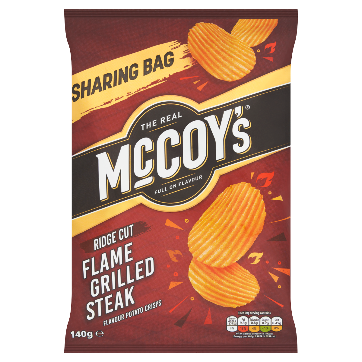 McCoy’s Ridge Cut Flame Grilled Steak Flavour Potato Crisps 140g